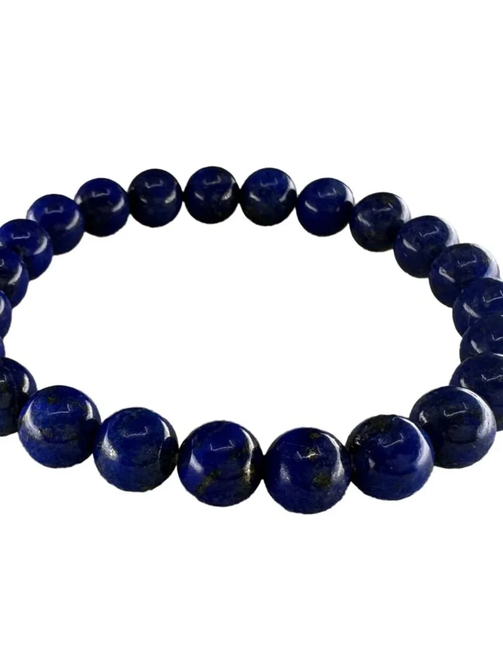 Natural Lapis Lazuli Bead Bracelet 8mm Deep Blue Gemstone Certified 19.17g